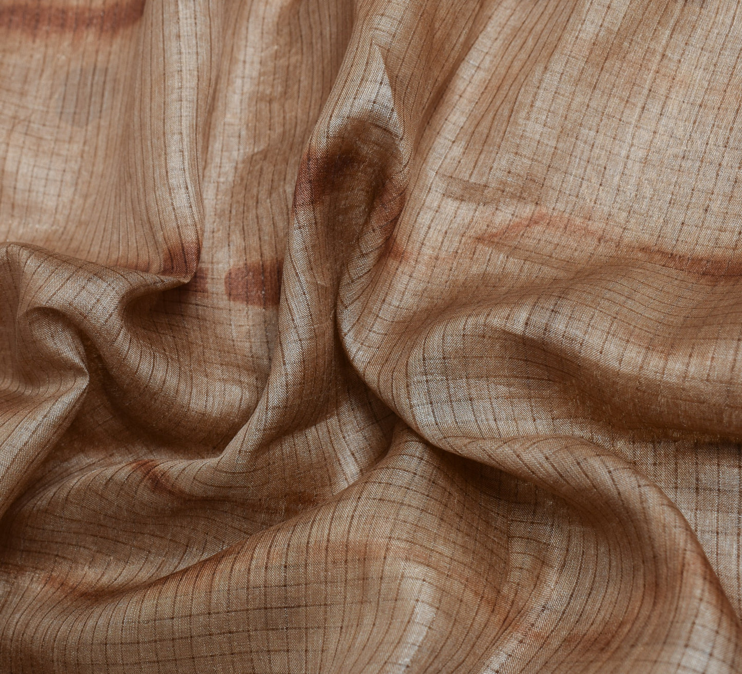 Sushila Vintage Pure Tussar Silk Saree Woven & Embroidered Brown 5YD Sari Fabric
