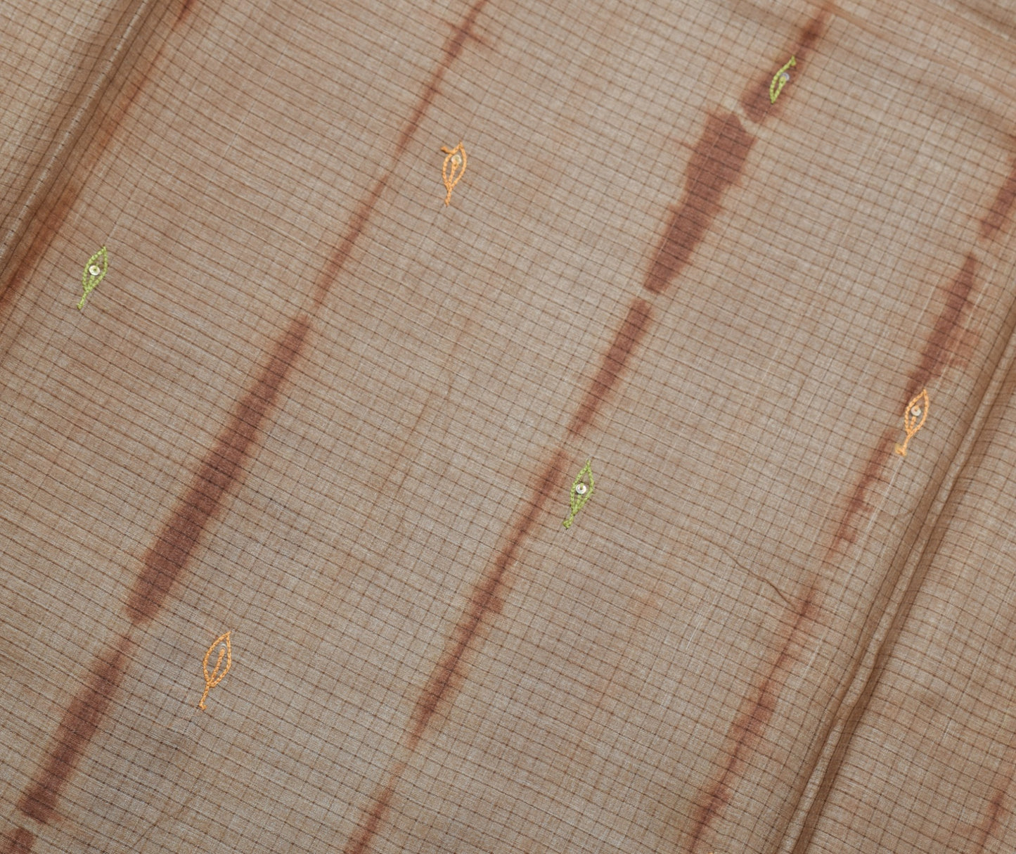 Sushila Vintage Pure Tussar Silk Saree Woven & Embroidered Brown 5YD Sari Fabric