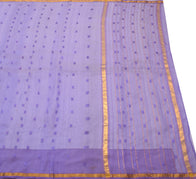 Sushila Vintage Dark Lavender Saree 100%Pure Silk Woven Indian Sari Craft Fabric