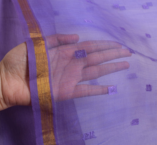 Sushila Vintage Dark Lavender Saree 100%Pure Silk Woven Indian Sari Craft Fabric