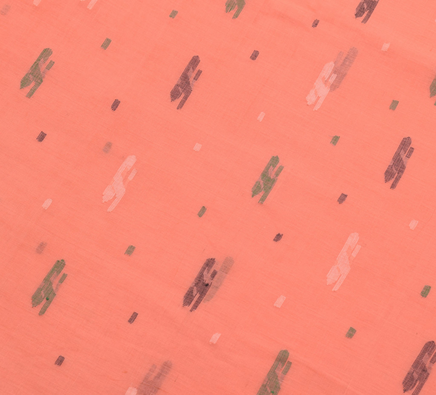 Sushila Vintage Salmon Bengal Saree 100% Pure Cotton Tant Woven Soft Sari Fabric