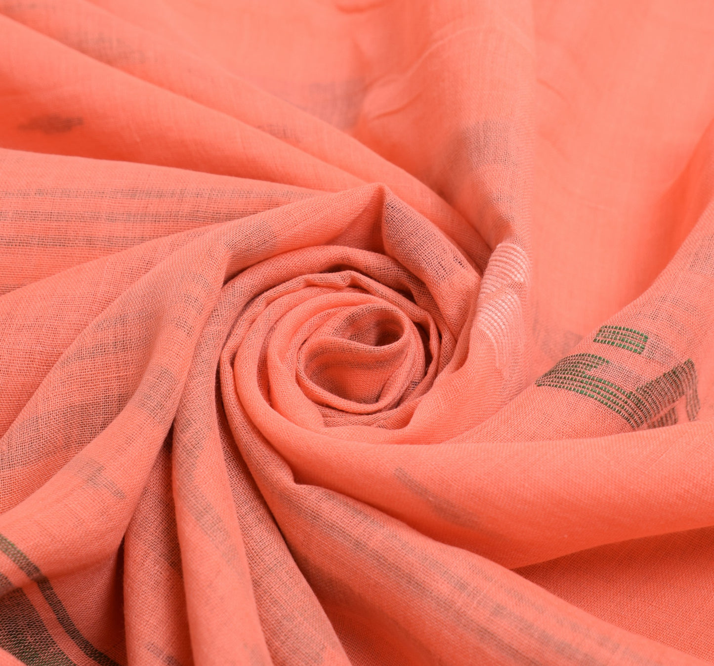 Sushila Vintage Salmon Bengal Saree 100% Pure Cotton Tant Woven Soft Sari Fabric
