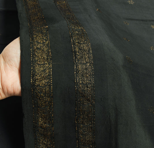 Sushila Vintage Black Saree 100% Pure Silk Zari Woven Soft Classy Sari Fabric
