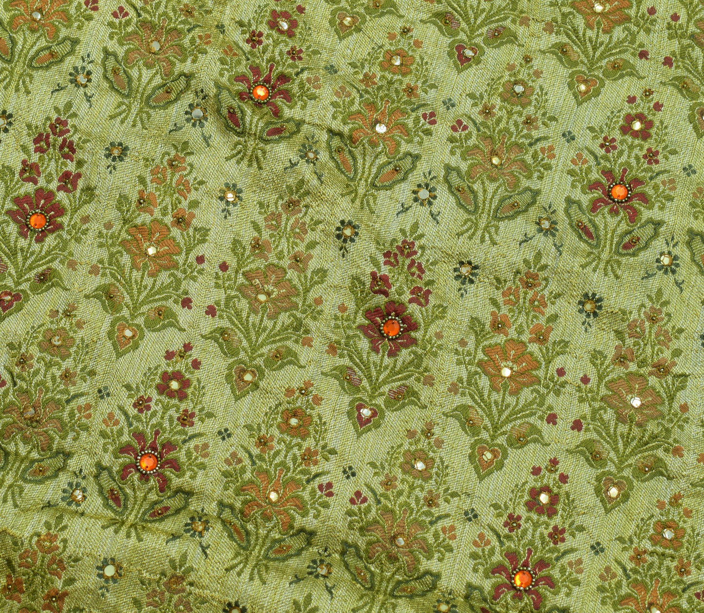 Sushila Vintage Dark Green Saree Woven Embroidered Pure Tussar Silk Sari Fabric