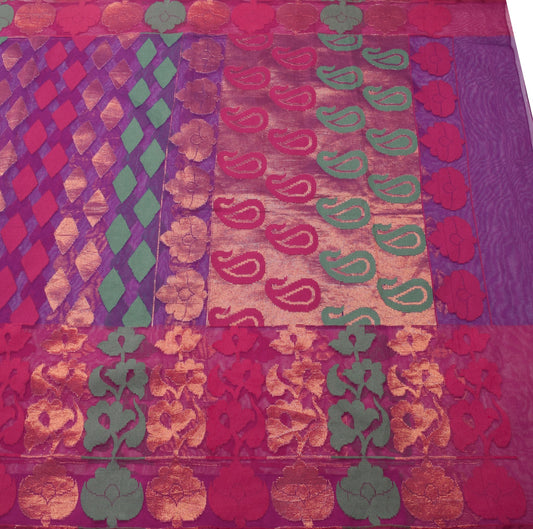 Sushila Vintage Handwoven Jamdani Saree Multicolor Designs And Motif Art Cotton