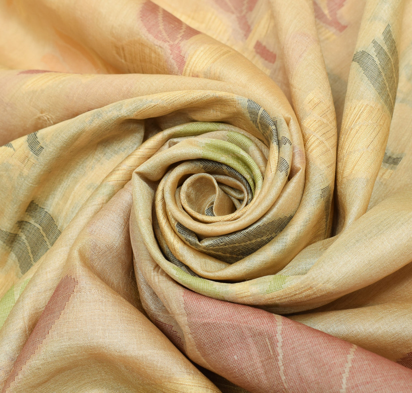 Sushila Vintage Cream Floral Saree Pure Tussar Silk Woven Soft Sari Craft Fabric