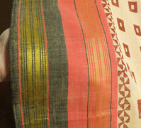 Sushila Vintage Cream Saree Pure Cotton Hand Block Printed & Woven Sari Fabric