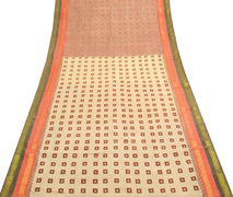 Sushila Vintage Cream Saree Pure Cotton Hand Block Printed & Woven Sari Fabric
