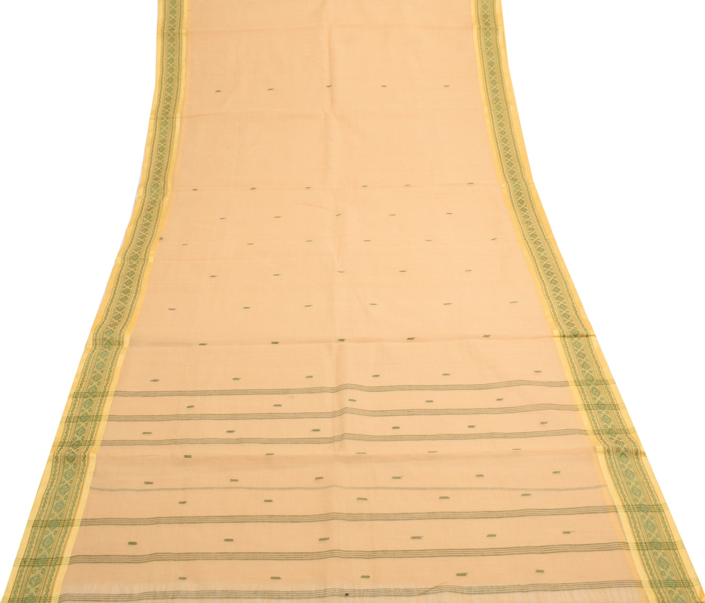 Sushila Vintage Bengal Tant Woven Saree 100% Pure Cotton Bengal 5 YD Sari Fabric