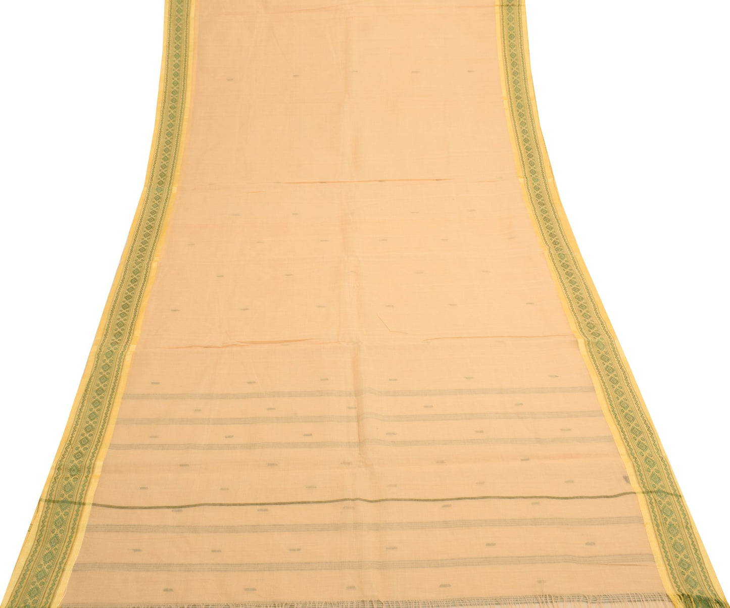 Sushila Vintage Bengal Tant Woven Saree 100% Pure Cotton Bengal 5 YD Sari Fabric