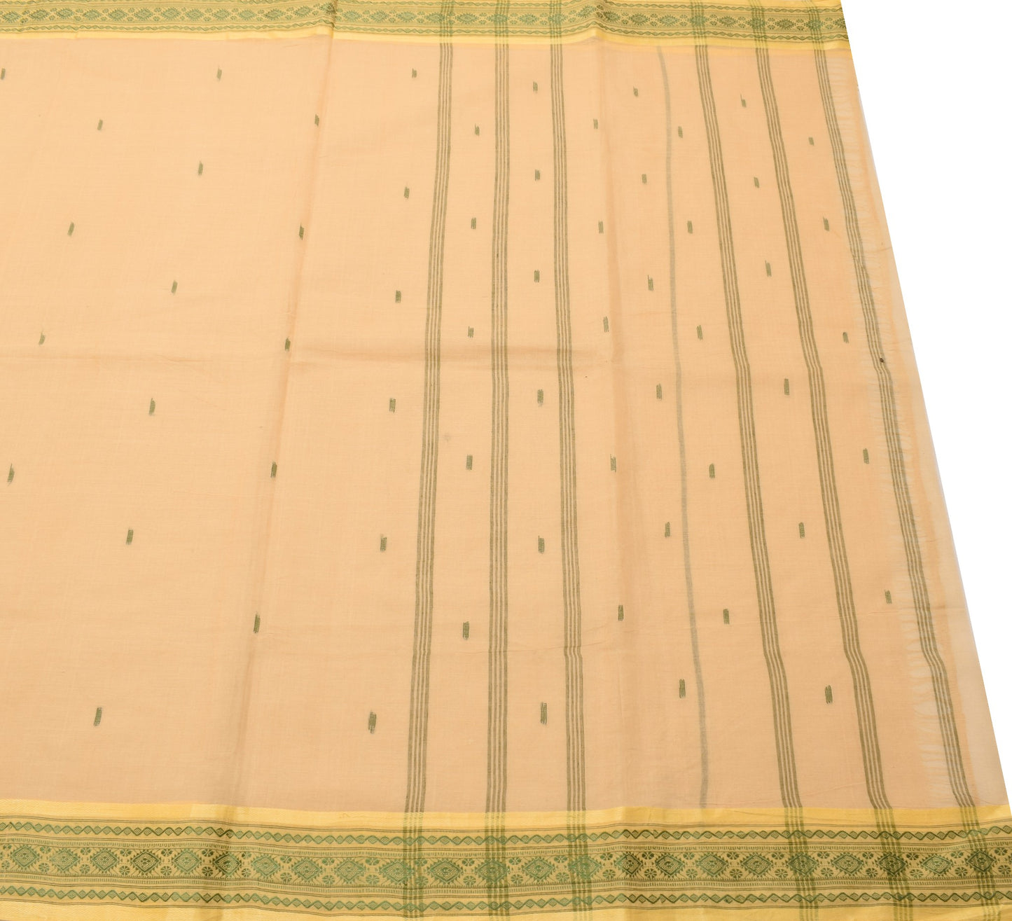 Sushila Vintage Bengal Tant Woven Saree 100% Pure Cotton Bengal 5 YD Sari Fabric