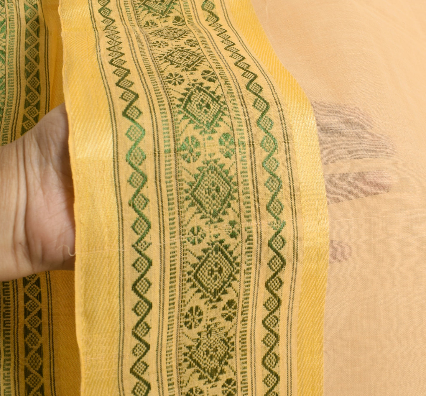 Sushila Vintage Bengal Tant Woven Saree 100% Pure Cotton Bengal 5 YD Sari Fabric