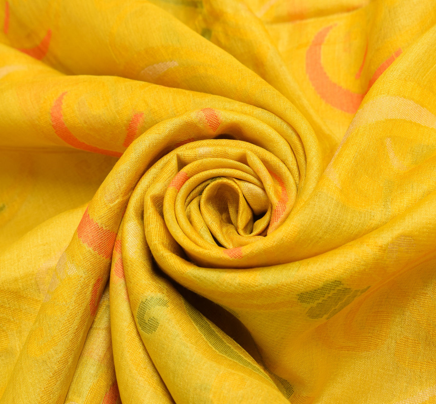 Sushila Vintage Yellow Geometrical Saree 100% Pure Tussar Silk Woven Sari Fabric