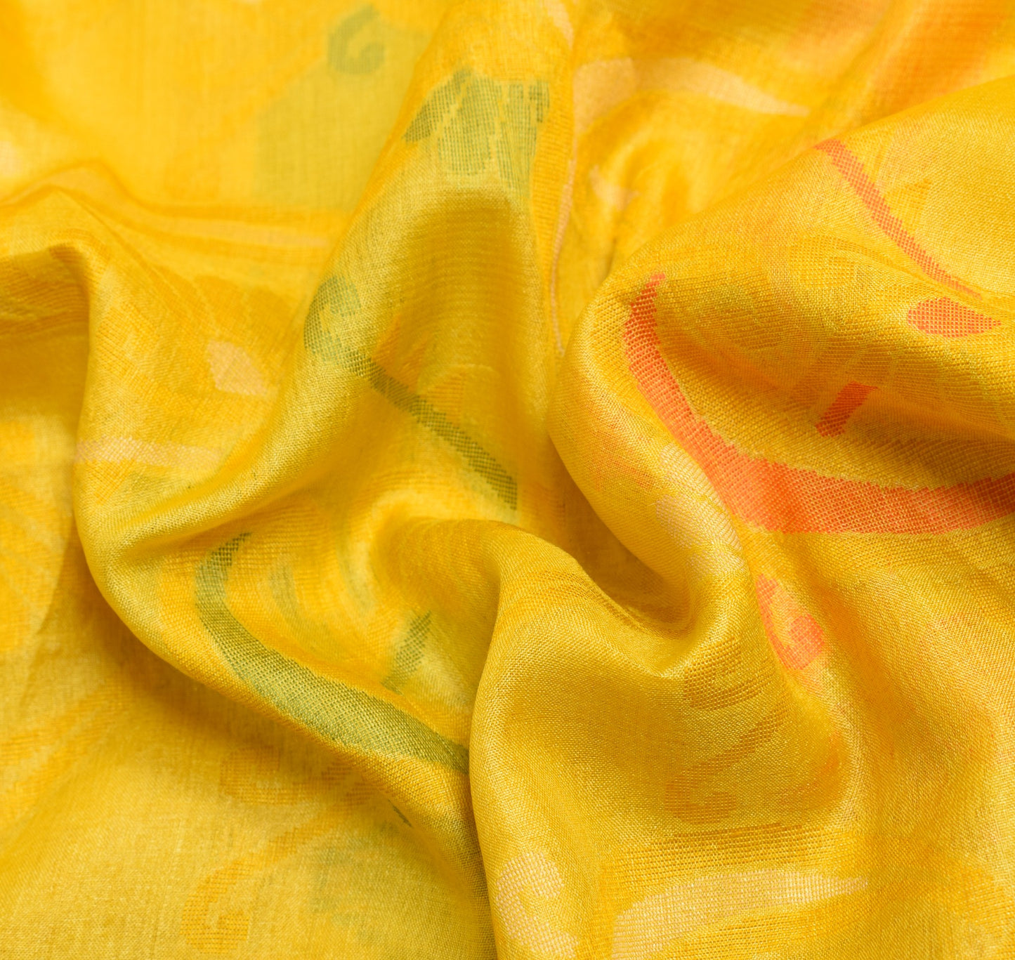 Sushila Vintage Yellow Geometrical Saree 100% Pure Tussar Silk Woven Sari Fabric