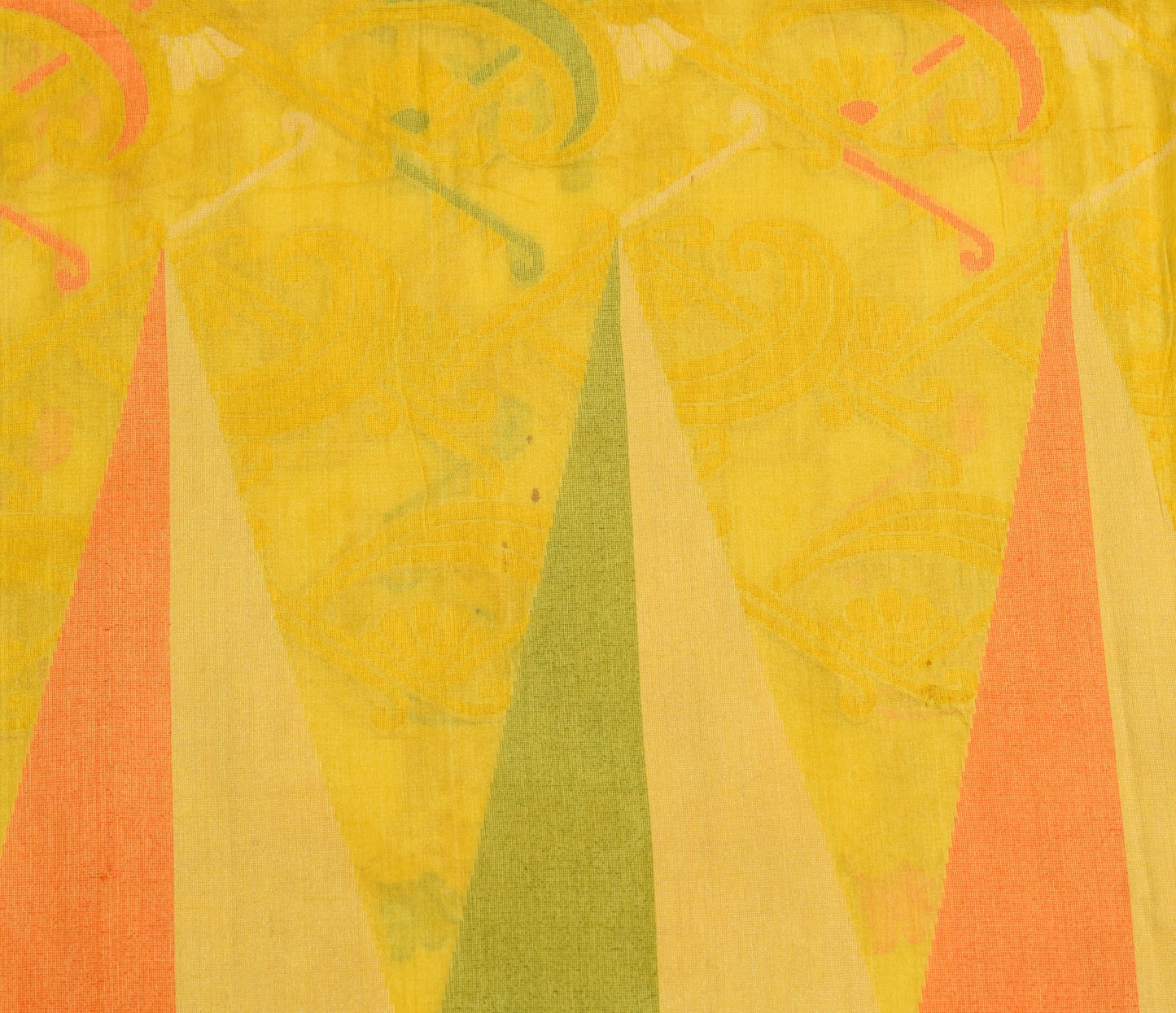 Sushila Vintage Yellow Geometrical Saree 100% Pure Tussar Silk Woven Sari Fabric