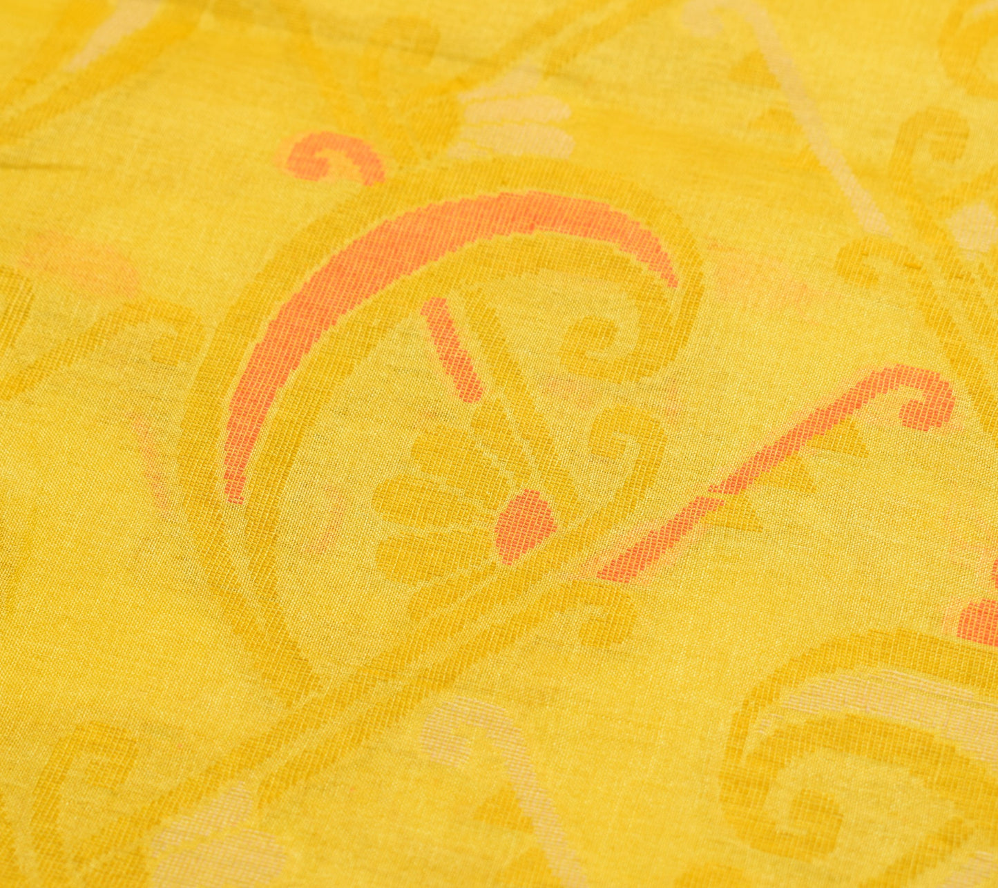 Sushila Vintage Yellow Geometrical Saree 100% Pure Tussar Silk Woven Sari Fabric
