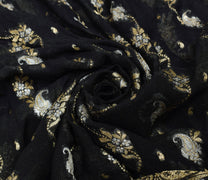 Sushila Vintage Pure Khaddi Chiffon Saree Banarasi Handloom ZariWoven Black Sari