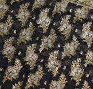 Sushila Vintage Pure Khaddi Chiffon Saree Banarasi Handloom ZariWoven Black Sari