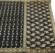 Sushila Vintage Pure Khaddi Chiffon Saree Banarasi Handloom ZariWoven Black Sari