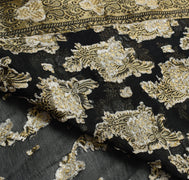 Sushila Vintage Pure Khaddi Chiffon Saree Banarasi Handloom ZariWoven Black Sari