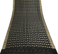 Sushila Vintage Pure Khaddi Chiffon Saree Banarasi Handloom ZariWoven Black Sari