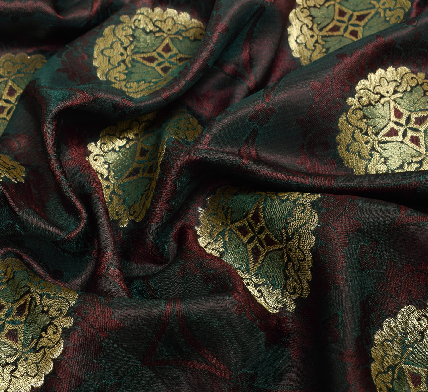Sushila Vintage Dark Green Premium Saree Pure Silk Self & Zari Woven Soft Fabric