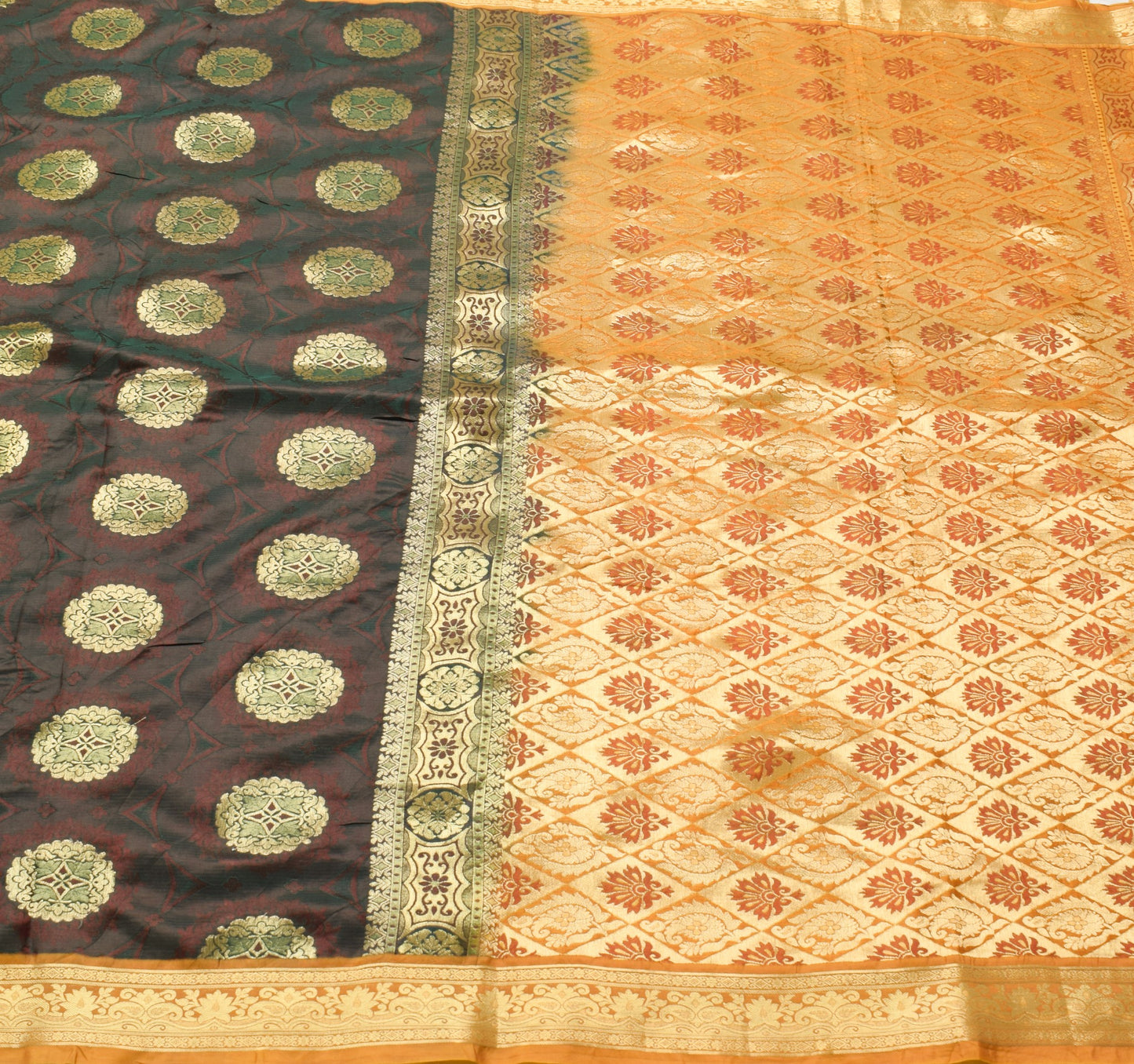 Sushila Vintage Dark Green Premium Saree Pure Silk Self & Zari Woven Soft Fabric