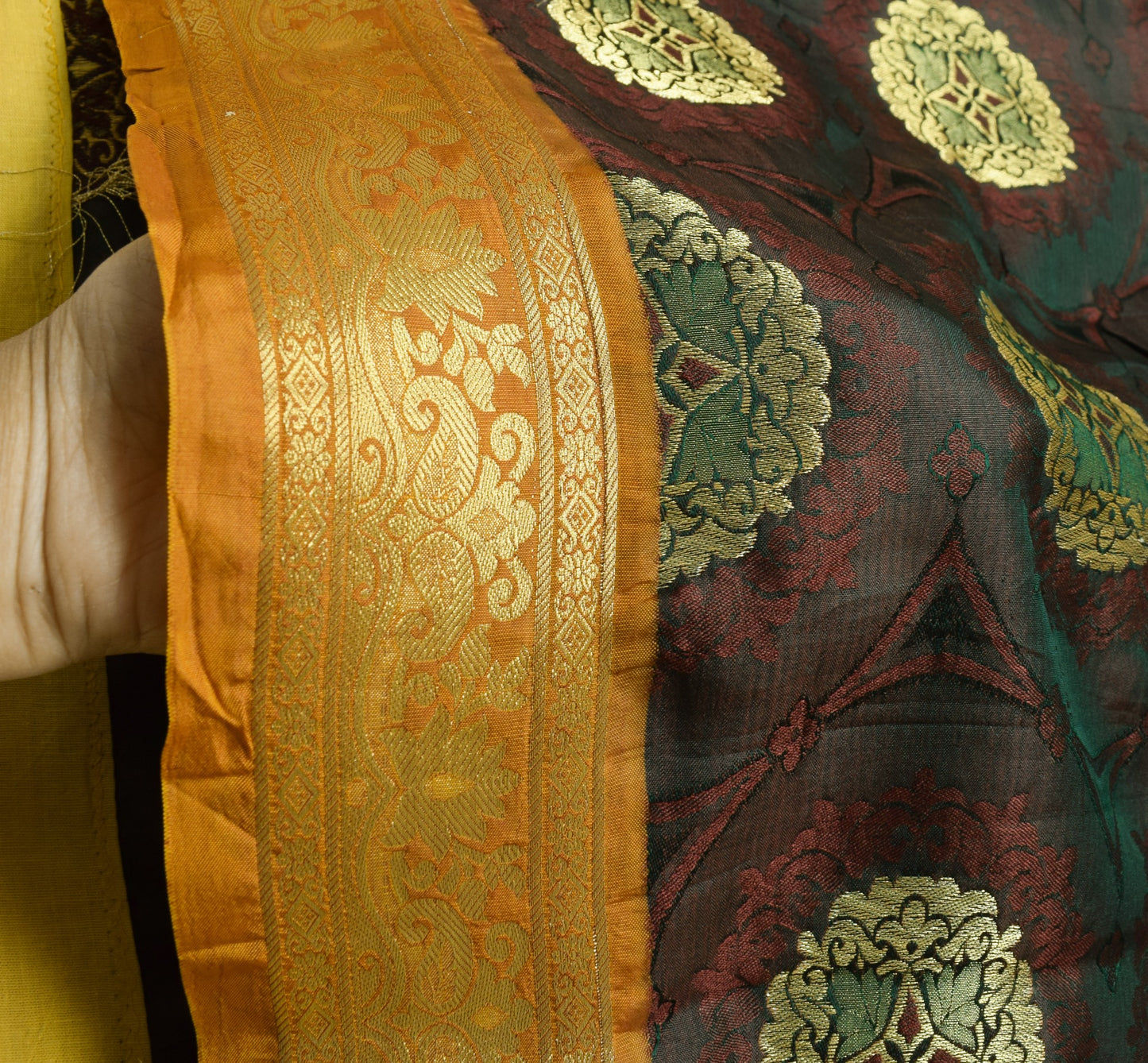 Sushila Vintage Dark Green Premium Saree Pure Silk Self & Zari Woven Soft Fabric