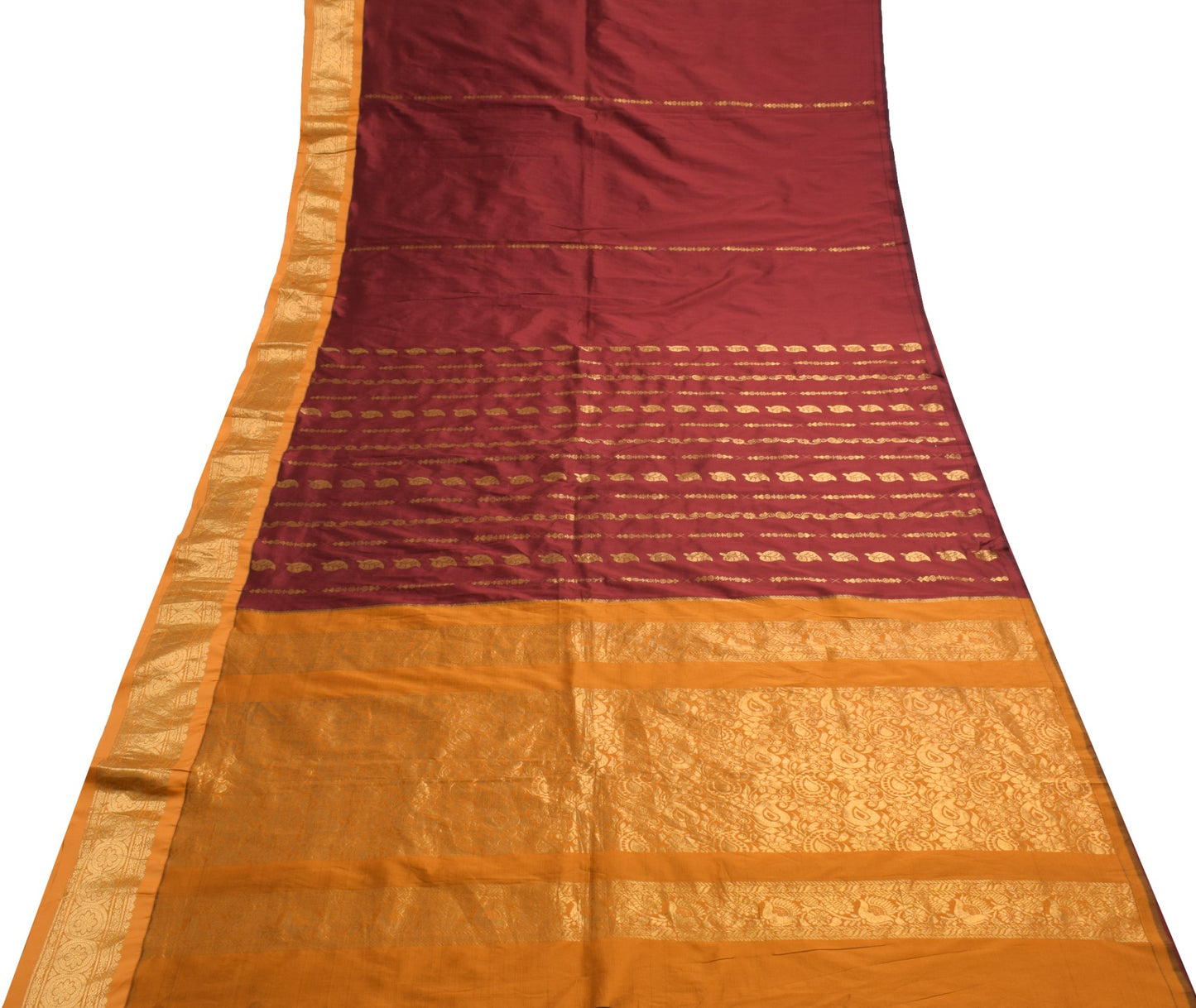 Sushila Vintage Maroon Premium Saree 100%Pure Silk Zari Brocade Soft Sari Fabric
