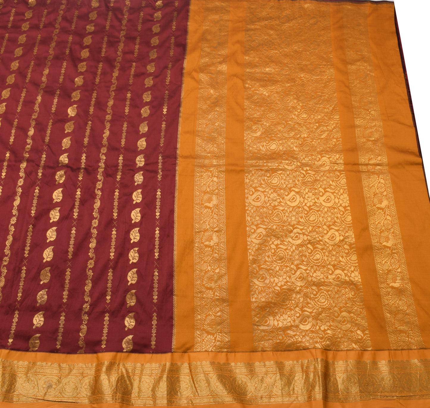 Sushila Vintage Maroon Premium Saree 100%Pure Silk Zari Brocade Soft Sari Fabric
