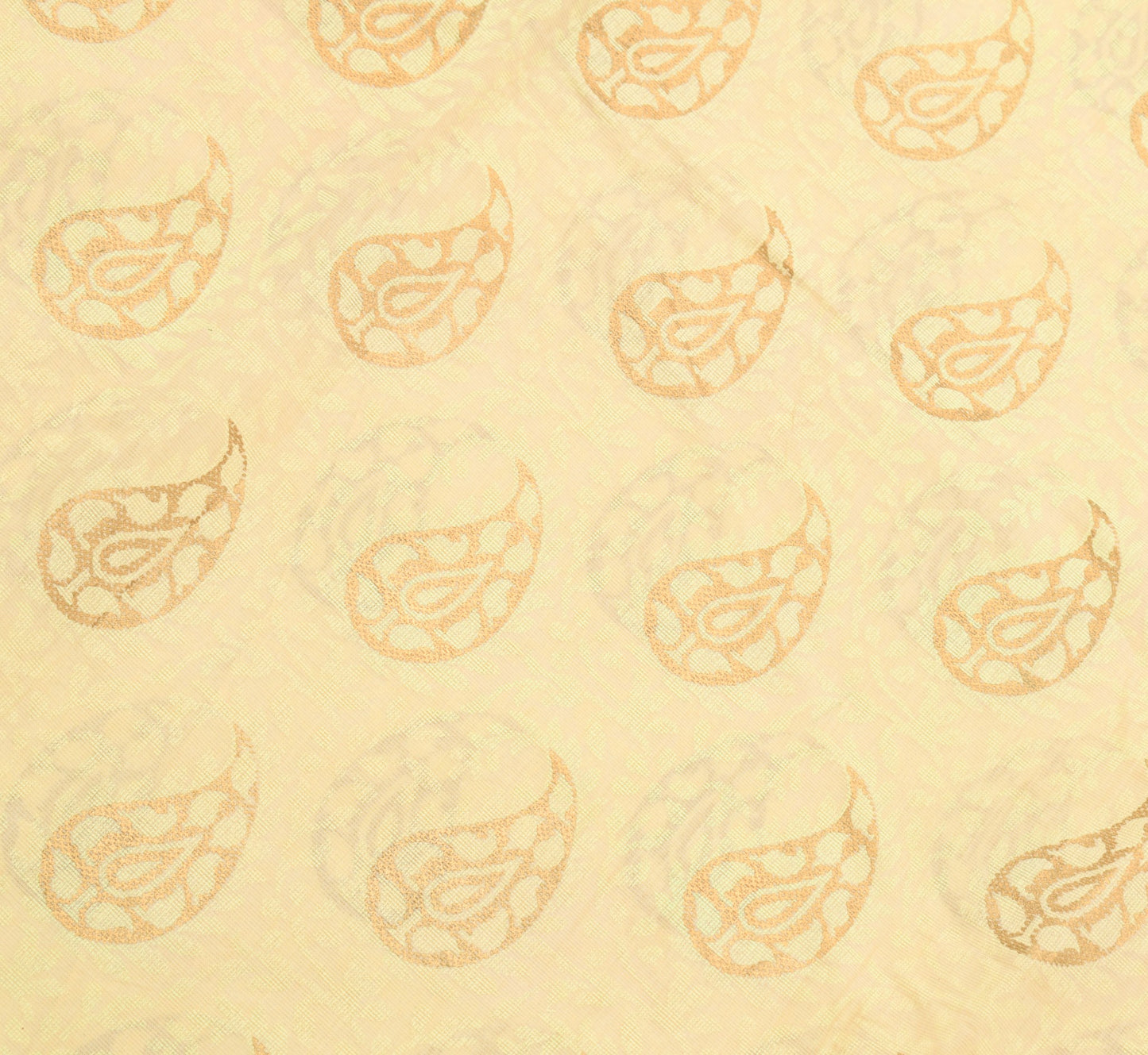 Sushila Vintage Cream Pure Cotton Saree Hand Block Printed Indian Sari Fabric