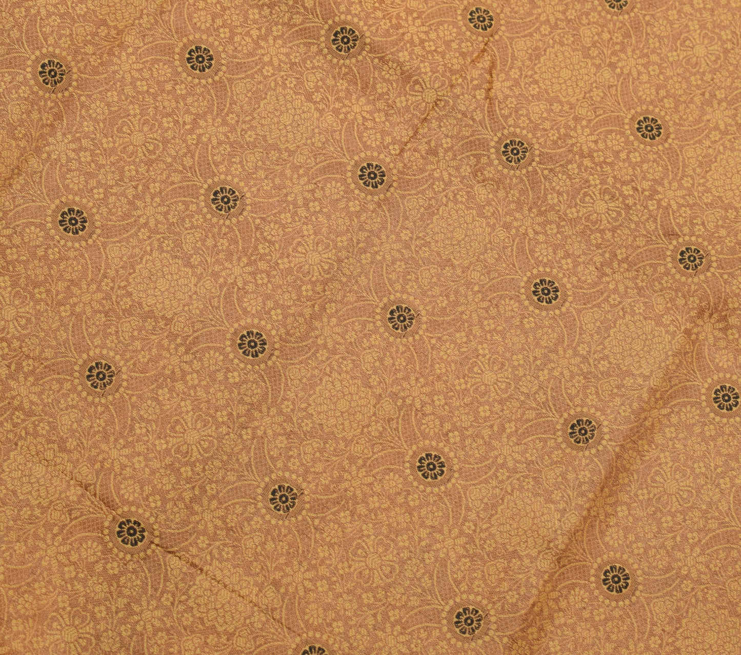 Sushila Vintage Brown Saree Pure Tussar Silk All Over Woven Floral Sari Fabric