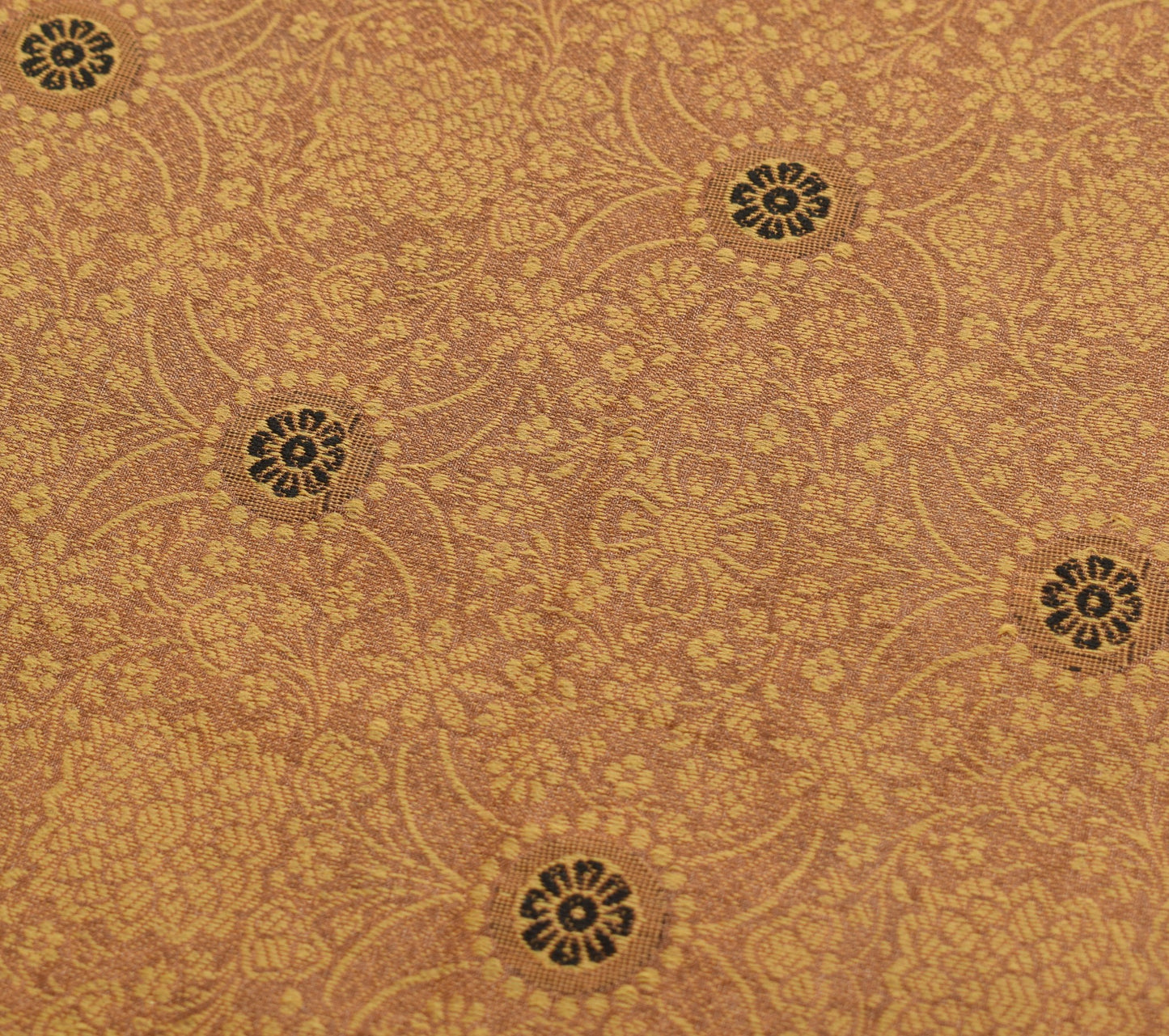 Sushila Vintage Brown Saree Pure Tussar Silk All Over Woven Floral Sari Fabric