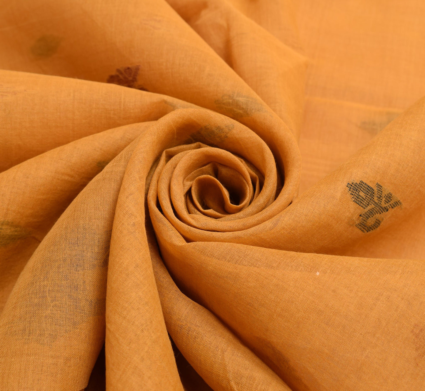 Sushila Vintage Mustard Pure Cotton Saree Bengal Tant Woven Sari Craft Fabric