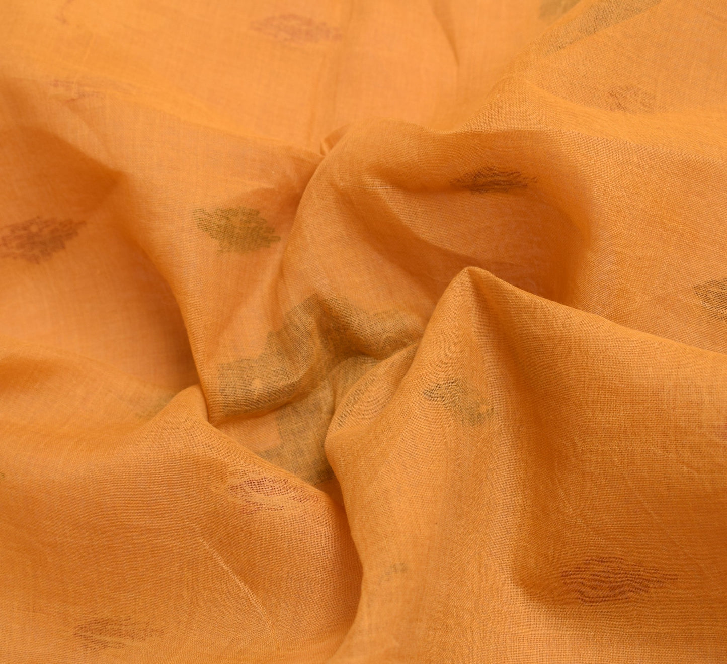 Sushila Vintage Mustard Pure Cotton Saree Bengal Tant Woven Sari Craft Fabric