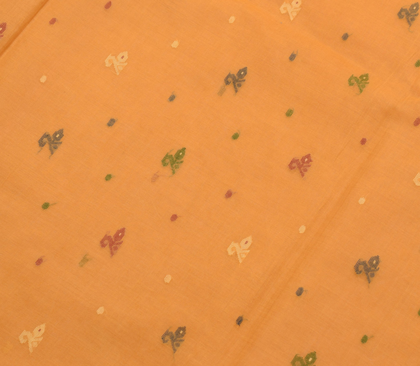 Sushila Vintage Mustard Pure Cotton Saree Bengal Tant Woven Sari Craft Fabric