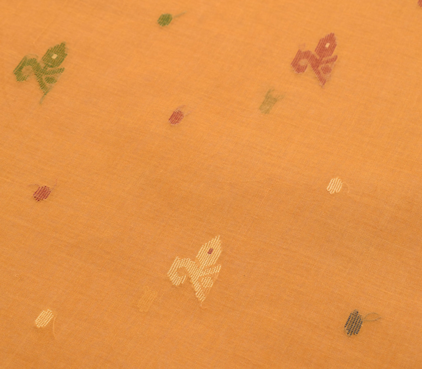 Sushila Vintage Mustard Pure Cotton Saree Bengal Tant Woven Sari Craft Fabric