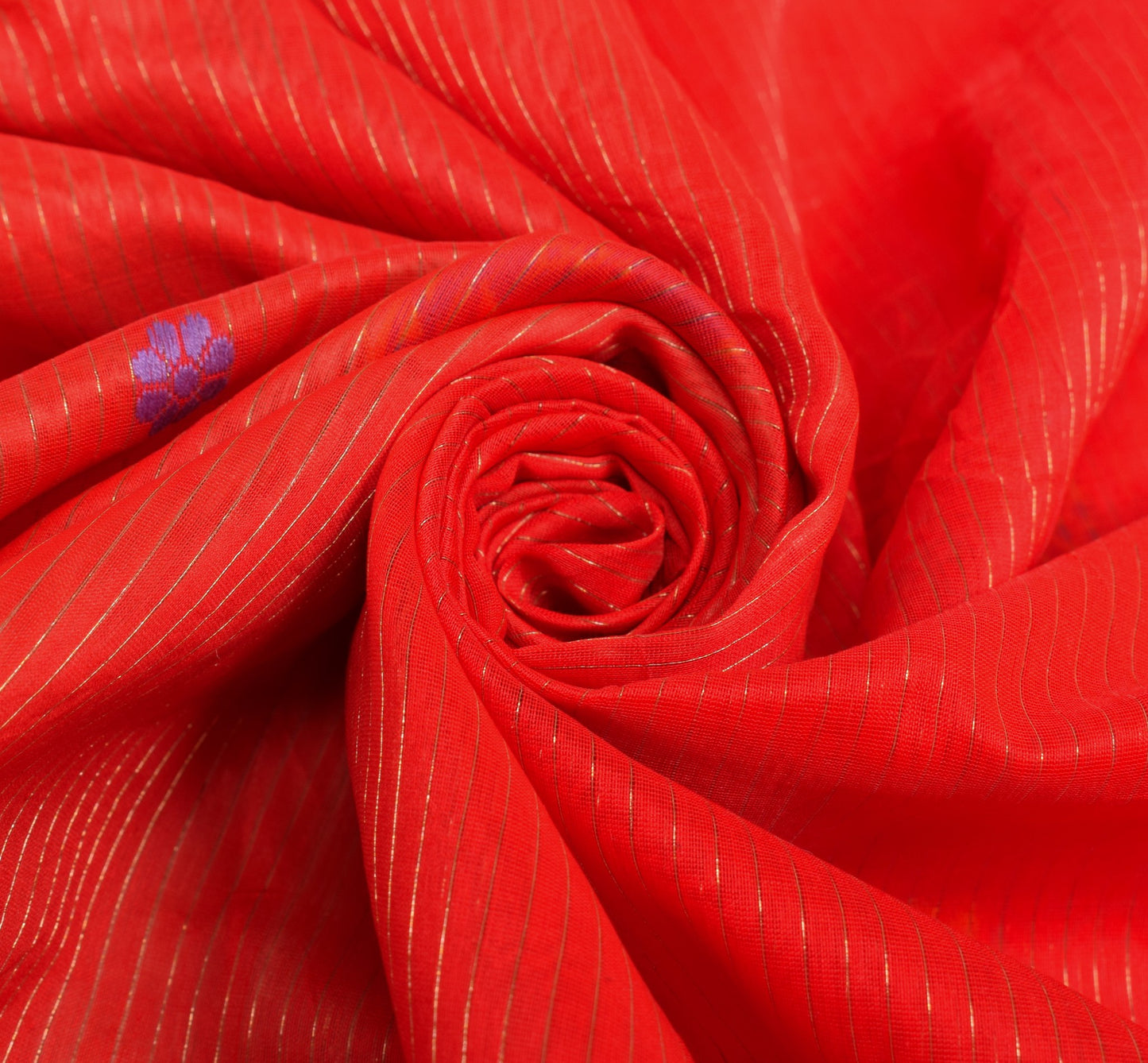 Sushila Vintage Red Traditional Saree Pure Cotton Peacock Woven Sari CraftFabric
