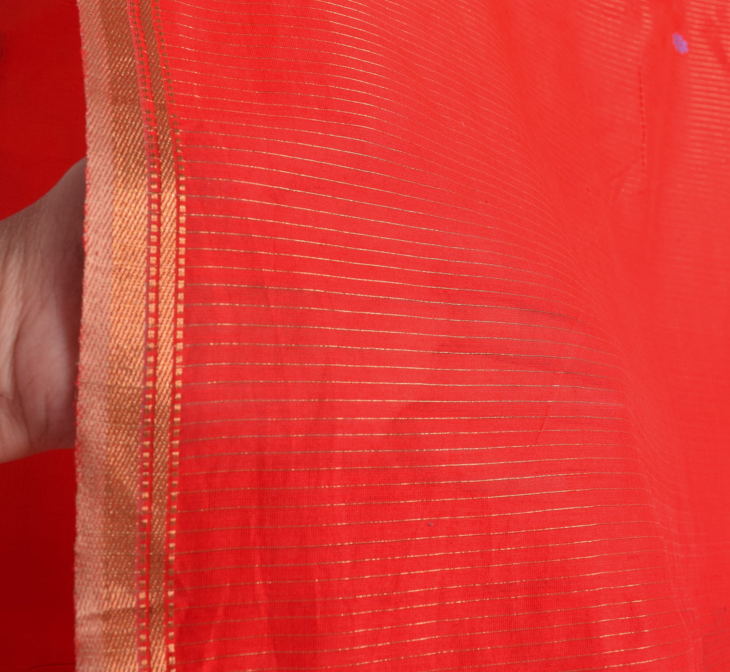 Sushila Vintage Red Traditional Saree Pure Cotton Peacock Woven Sari CraftFabric