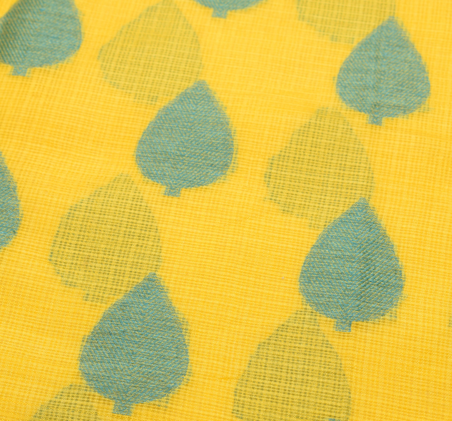 Sushila Vintage Yellow Kota Doria Saree Pure Silk Woven Floral 5YD Sari Fabric