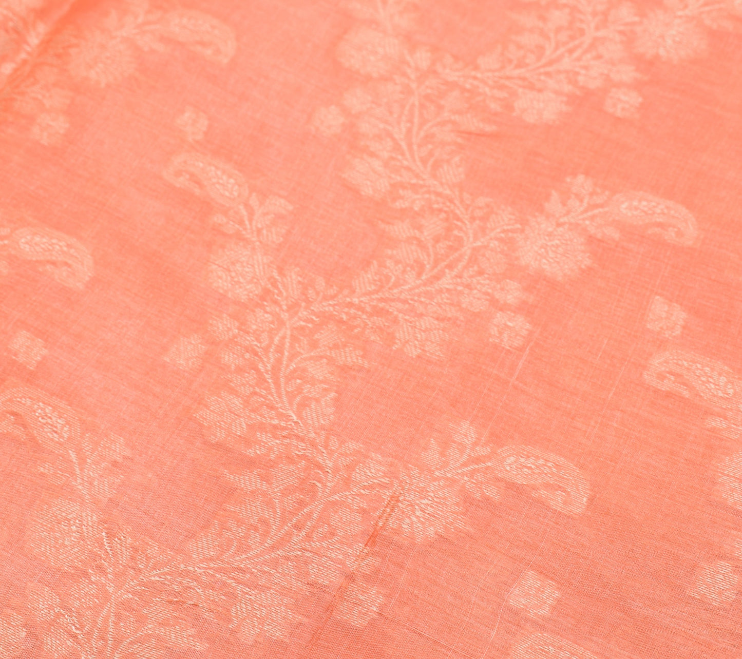 Sushila Vintage Dark Peach Saree Pure Tussar Silk Resahm Woven Sari Craft Fabric