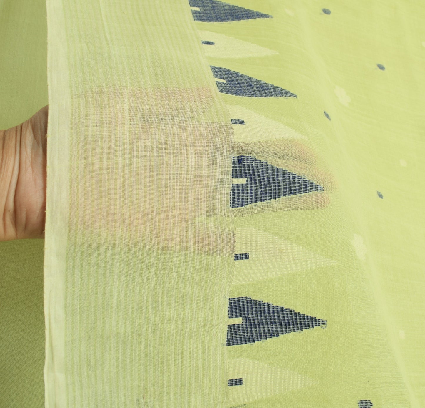 Sushila Vintage Light Green Tant Saree 100% Pure Cotton Woven Indian Sari Fabric