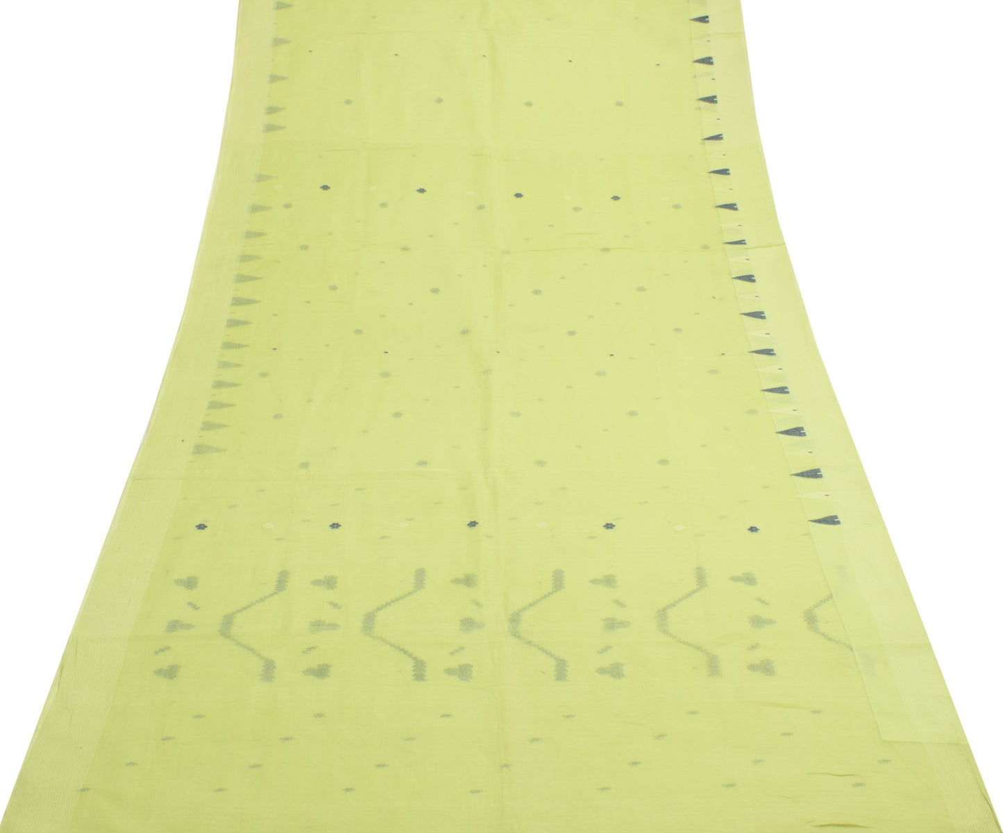 Sushila Vintage Light Green Tant Saree 100% Pure Cotton Woven Indian Sari Fabric