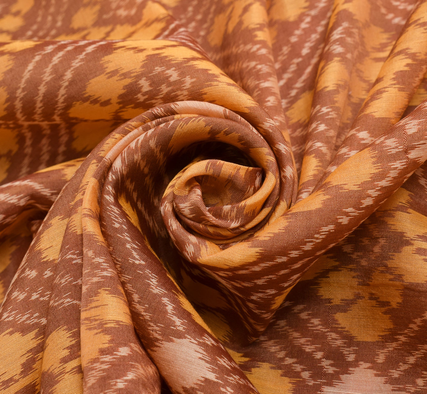Sushila Vintage Hand Woven Ikat Patola Sari Pure Cotton Saree Brown Craft Fabric
