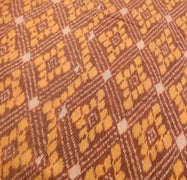 Sushila Vintage Hand Woven Ikat Patola Sari Pure Cotton Saree Brown Craft Fabric