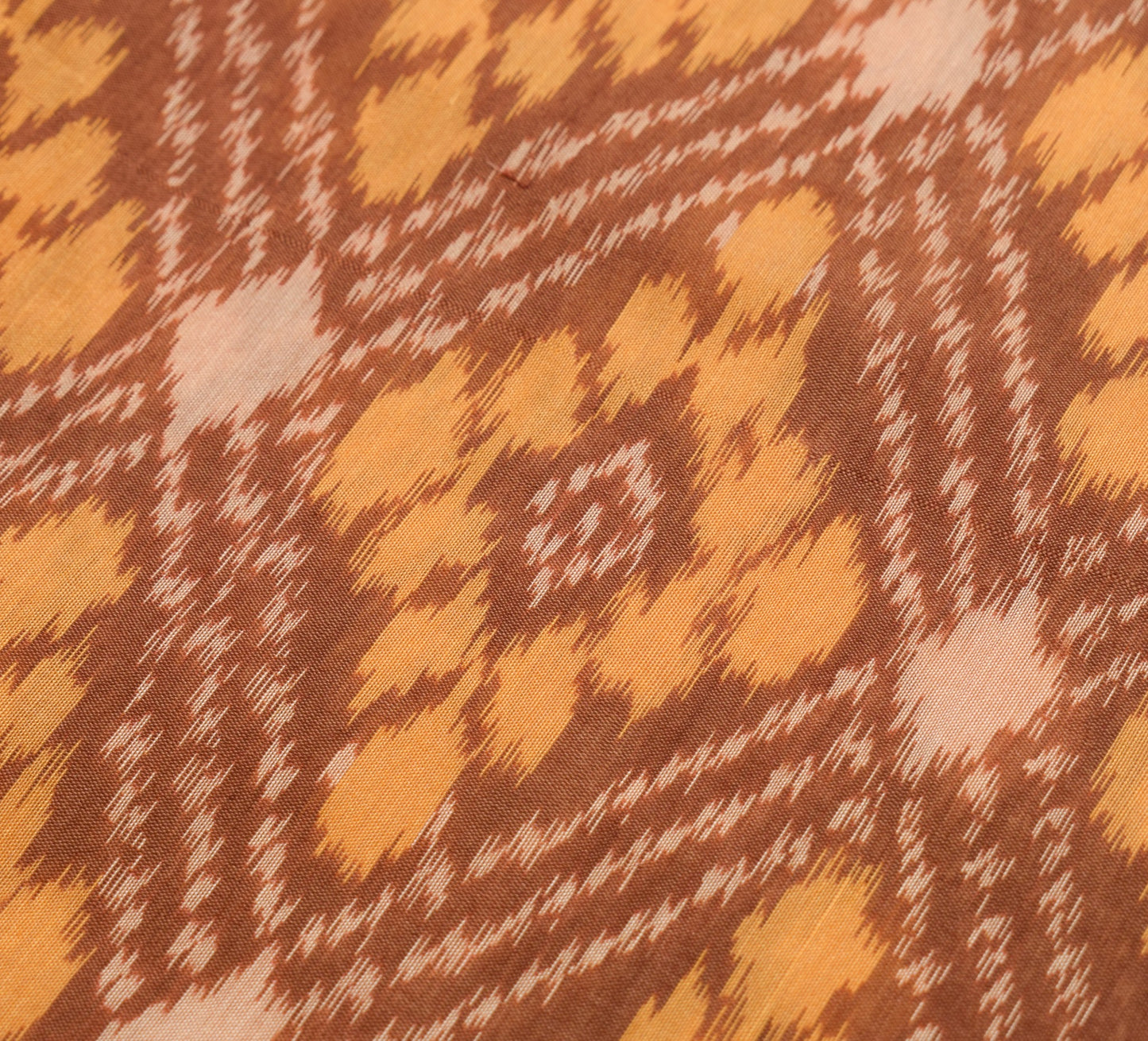 Sushila Vintage Hand Woven Ikat Patola Sari Pure Cotton Saree Brown Craft Fabric
