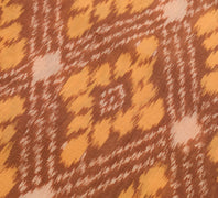 Sushila Vintage Hand Woven Ikat Patola Sari Pure Cotton Saree Brown Craft Fabric