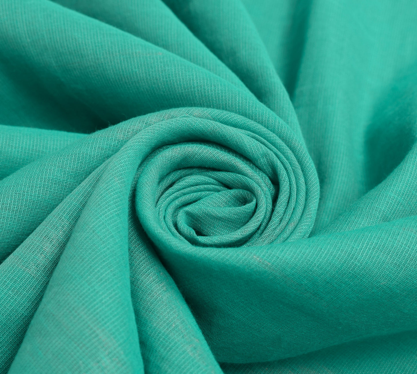 Sushila Vintage Aqua Green Plain Saree with Zari Border Pure Cotton Sari Fabric