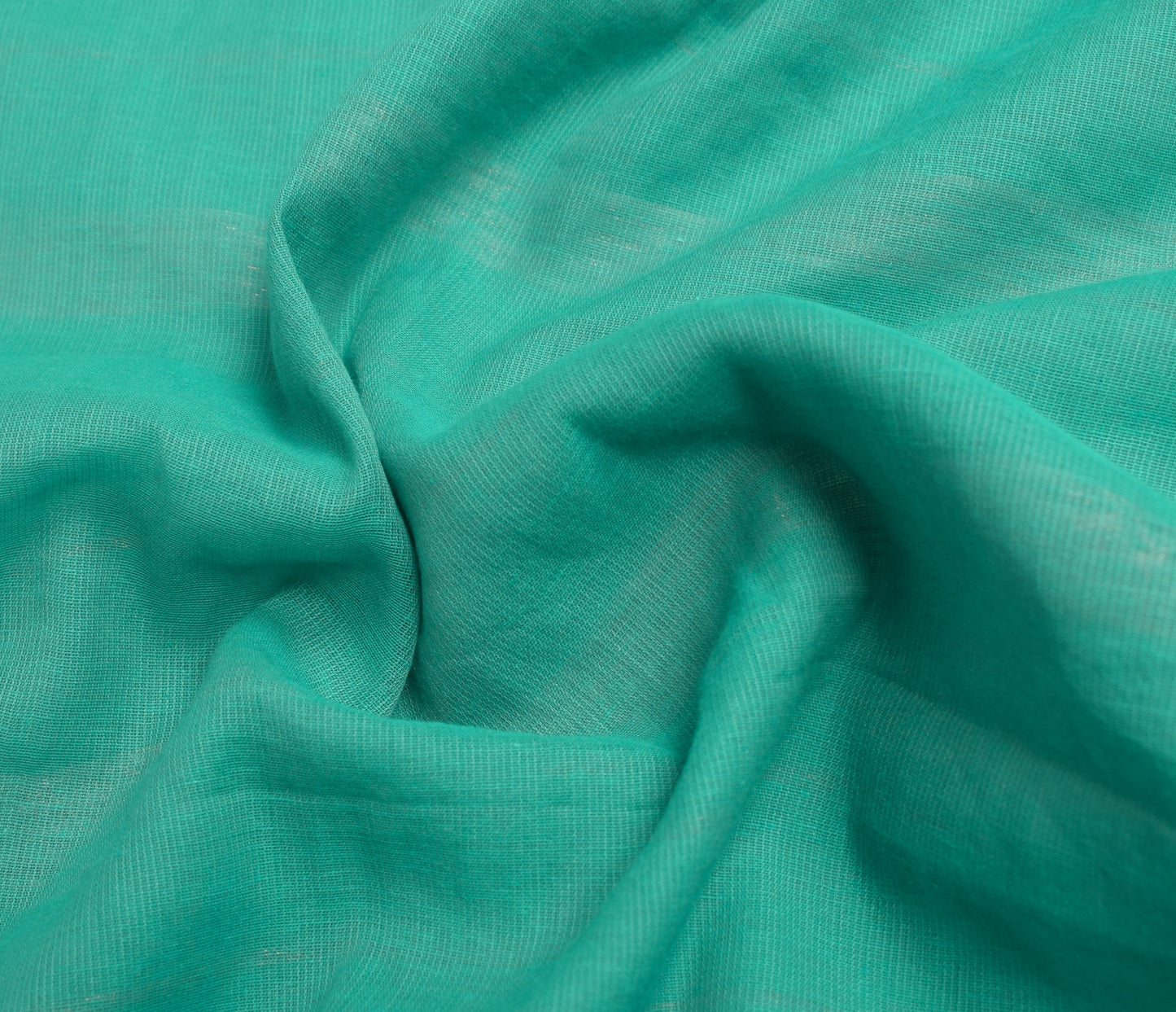 Sushila Vintage Aqua Green Plain Saree with Zari Border Pure Cotton Sari Fabric