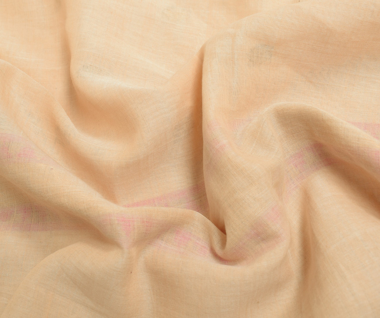 Sushila Vintage Beige Zari Woven Saree with Pink Border Pure Cotton Sari Fabric